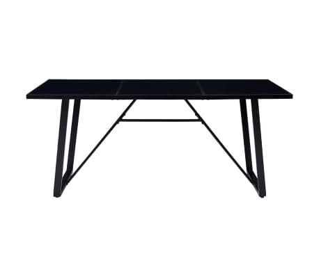 vidaXL Table de salle à manger Noir 180x90x75 cm Verre trempé