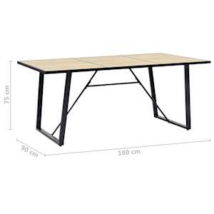 Jídelní stůl dubový 180 x 90 x 75 cm MDF - obrázek 5