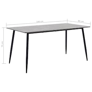 Jídelní stůl šedý 160 x 80 x 75 cm MDF - obrázek 6