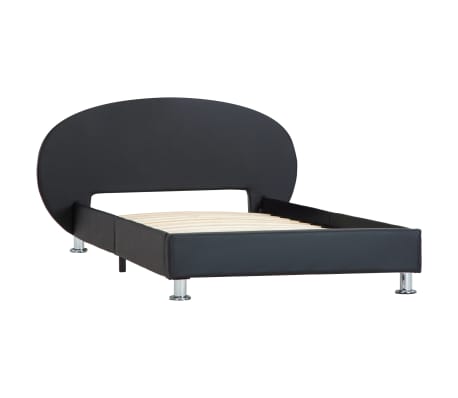vidaXL Рамка за легло, черна, изкуствена кожа, 90x200 cм