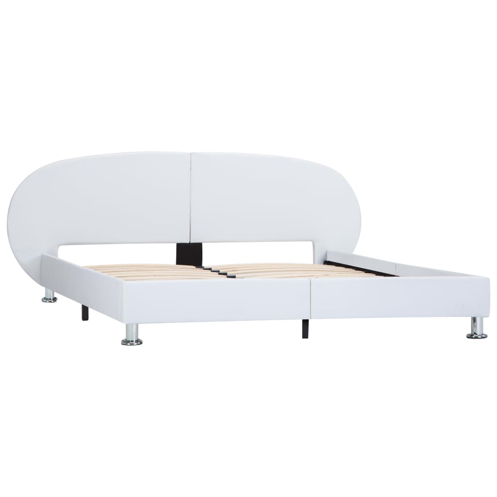 vidaXL Estructura de cama de cuero sintético blanco 140x200 cm