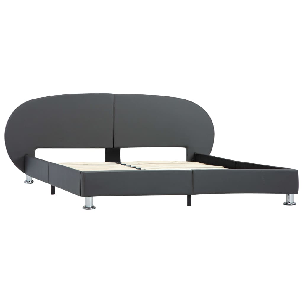 vidaXL Estructura de cama de cuero sintético gris 140x200 cm