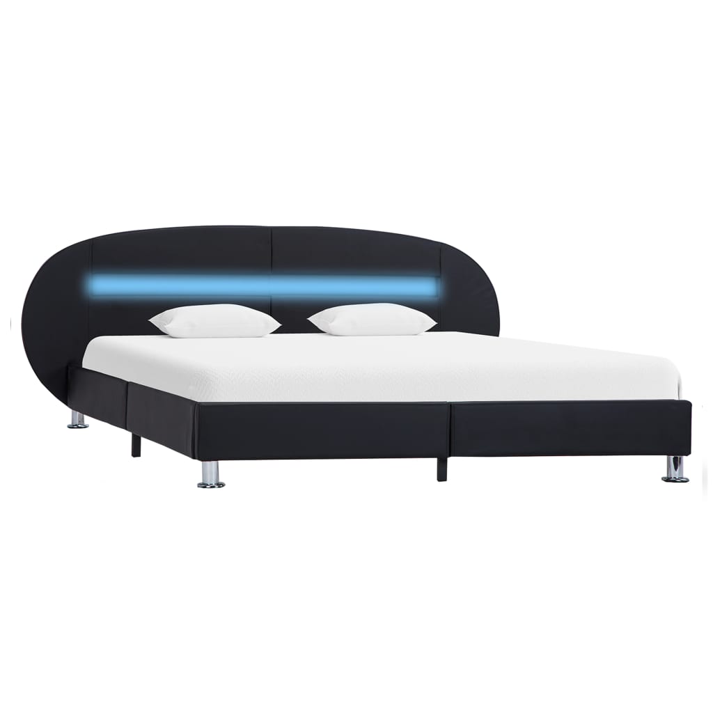 

vidaXL Bedframe met LED kunstleer zwart 160x200 cm