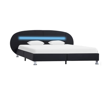 vidaXL Cadre de lit avec LED Noir Similicuir 160 x 200 cm