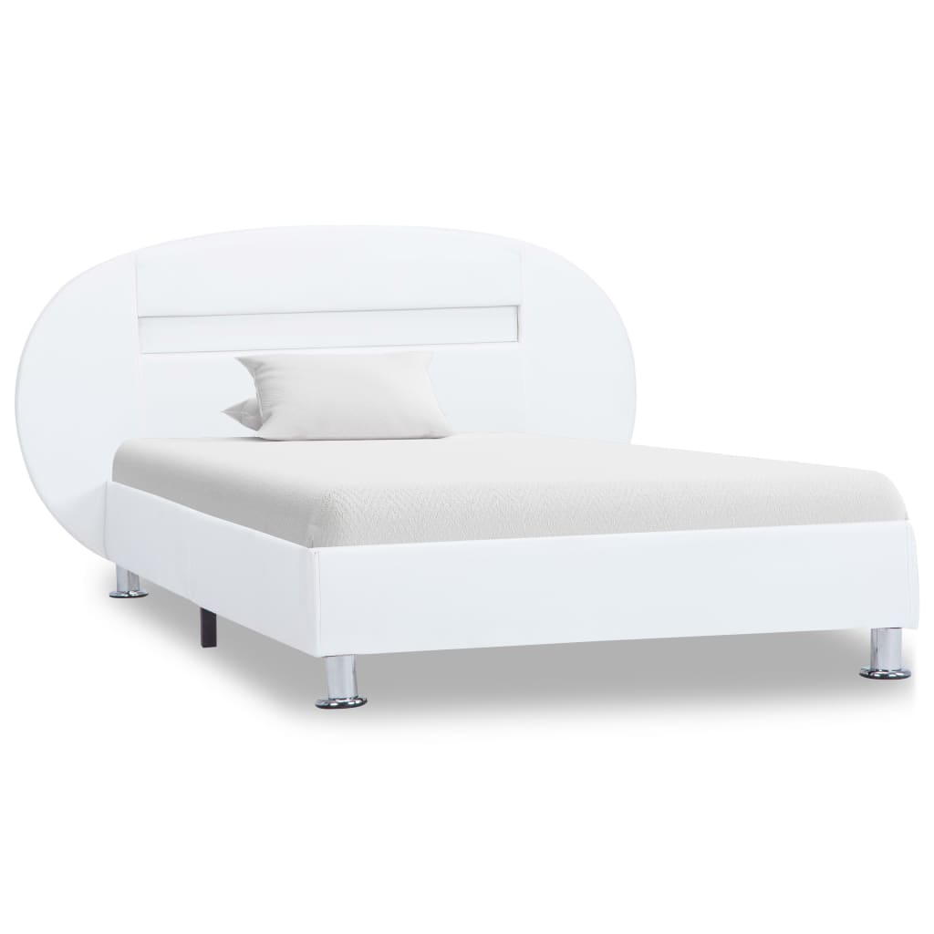 vidaXL Estructura de cama con LED cuero sintético blanco 100x200 cm