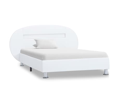 vidaXL Estructura de cama con LED cuero sintético blanco 100x200 cm