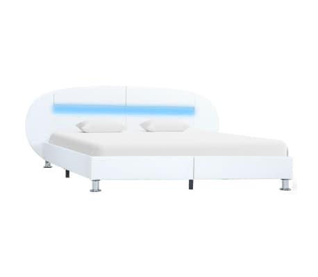 vidaXL Estructura de cama con LED cuero sintético blanco 120x200 cm