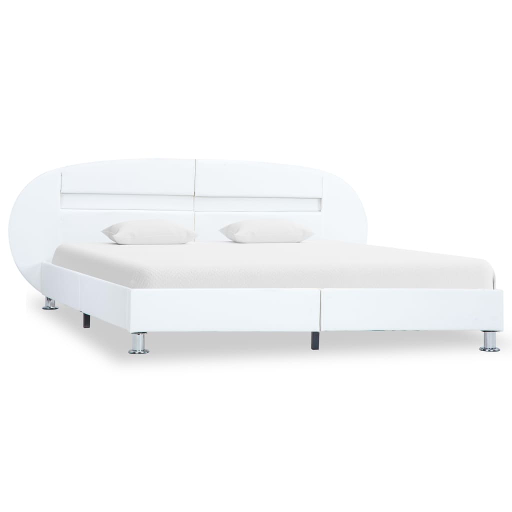 vidaXL Estructura de cama con LED cuero sintético blanco 140x200 cm