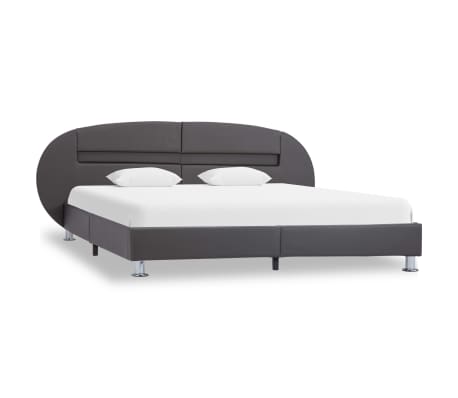 vidaXL Estructura de cama con LED cuero sintético gris 160x200 cm