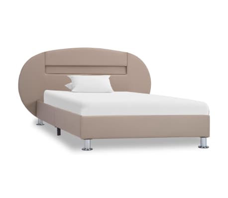 vidaXL Lovos rėmas su LED, kapučino sp., 90x200cm, dirbtinė oda