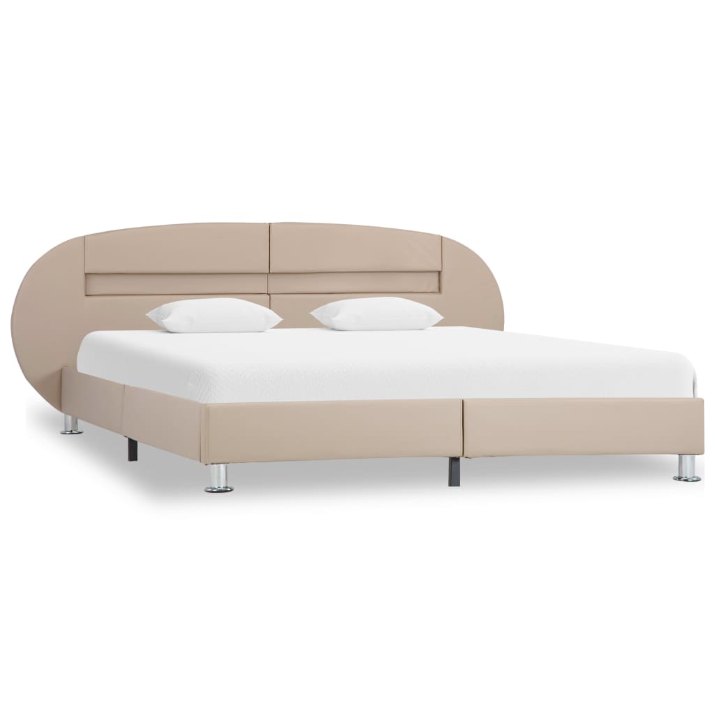 vidaXL Bedframe met LED kunstleer cappuccinokleurig 120x200 cm