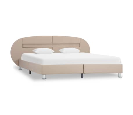 vidaXL Cadru de pat cu LED, cappuccino, 120 x 200 cm, piele ecologică