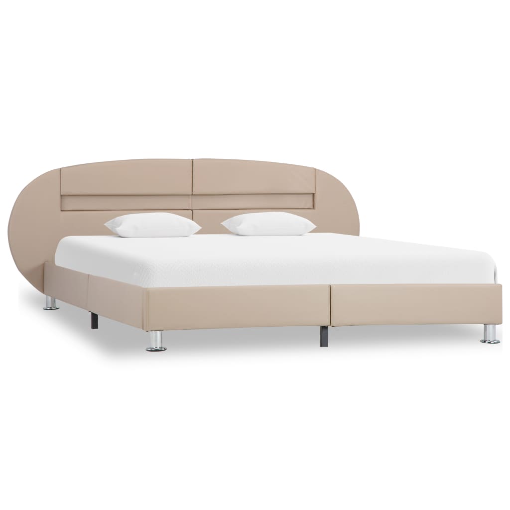 vidaXL Bedframe met LED kunstleer cappuccinokleurig 140x200 cm