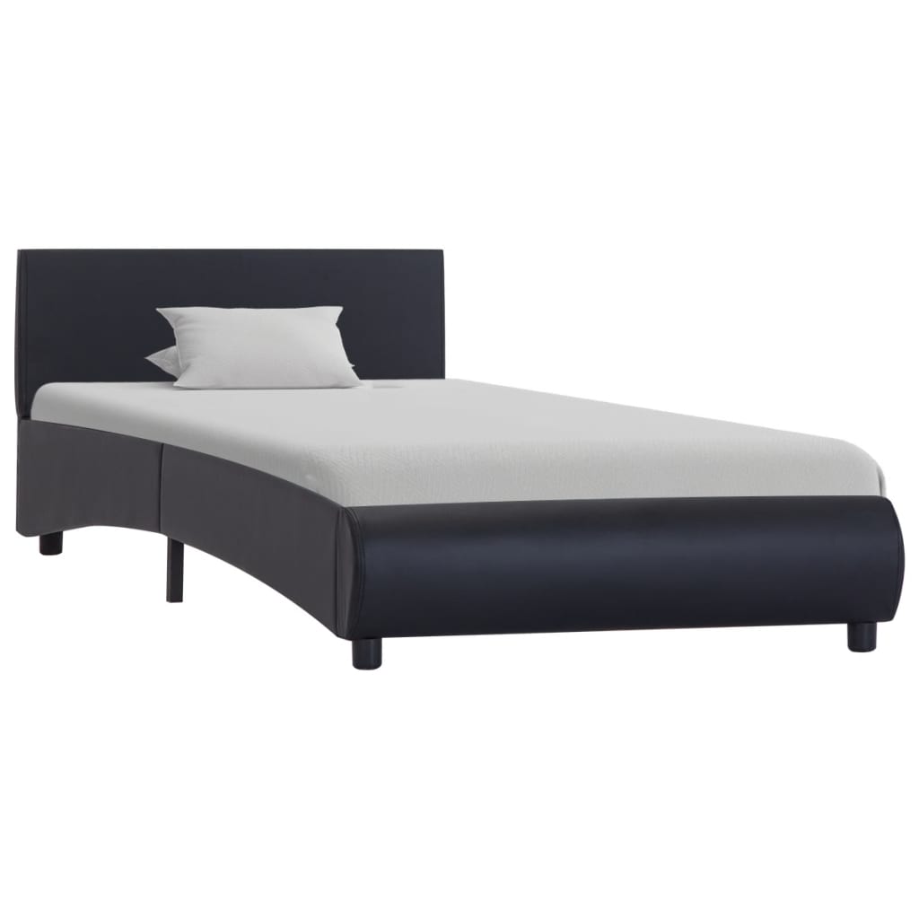 vidaXL Cadru de pat, negru, 90 x 200 cm, piele ecologică vidaXL imagine 2022