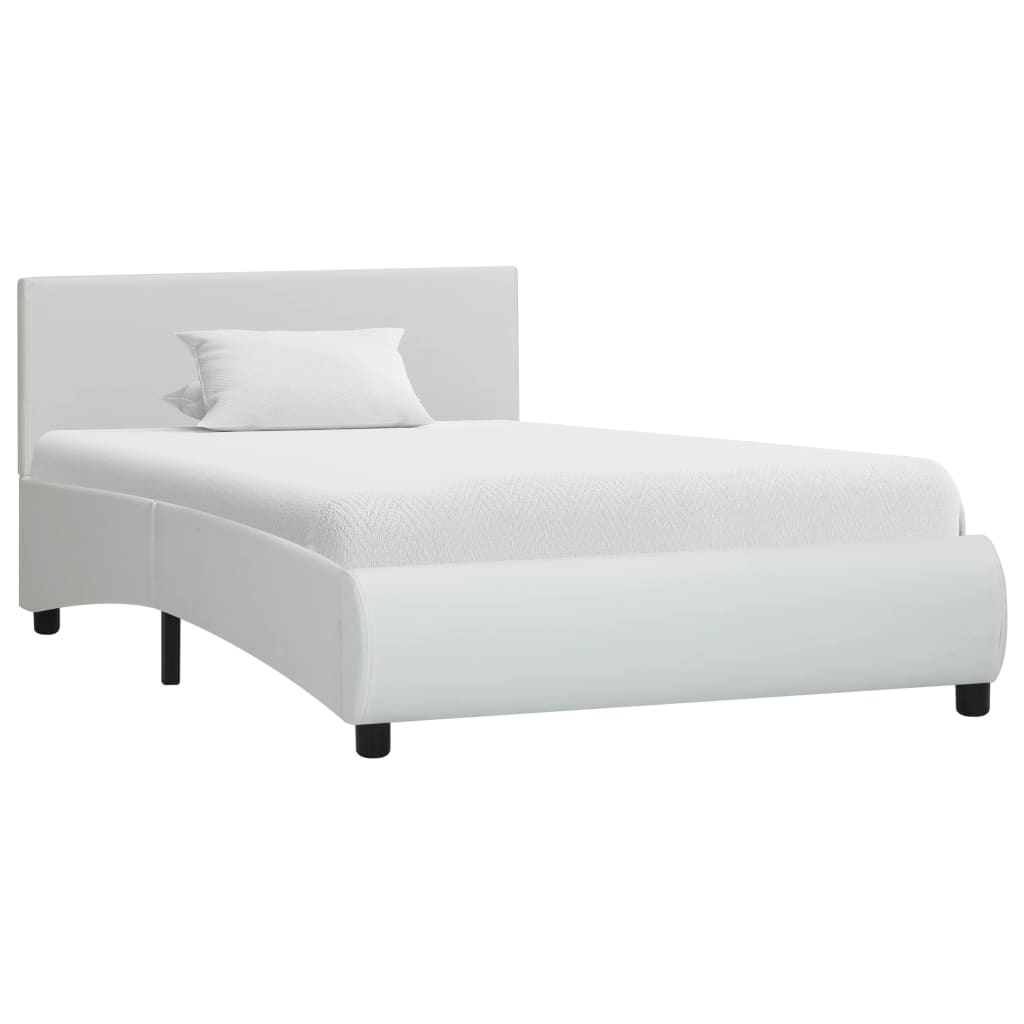 vidaXL Cadru de pat, alb, 100 x 200 cm, piele ecologică  title=vidaXL Cadru de pat, alb, 100 x 200 cm, piele ecologică 