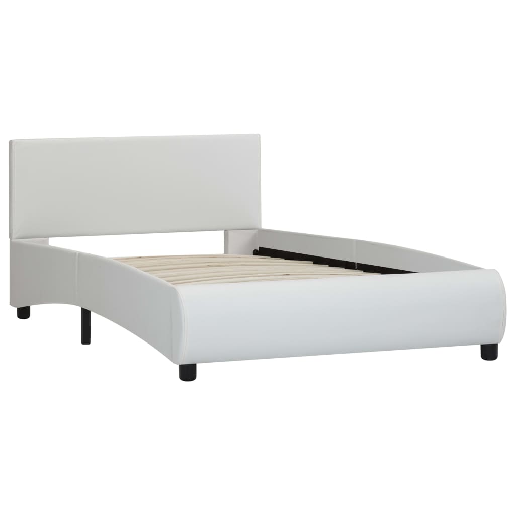 vidaXL Cadru de pat, alb, 100 x 200 cm, piele ecologică