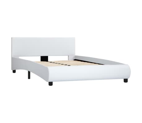 vidaXL Lovos rėmas, baltos spalvos, 120x200cm, dirbtinė oda