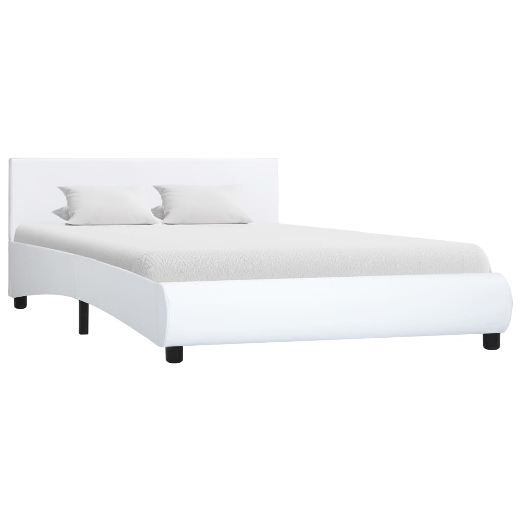 vidaXL Cadru de pat, alb, 140 x 200 cm, piele ecologică vidaXL