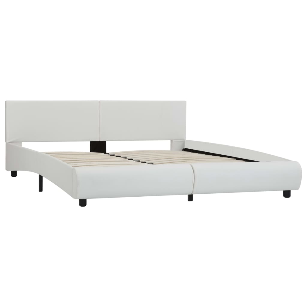 vidaXL Estructura de cama de cuero sintético blanco 180x200 cm