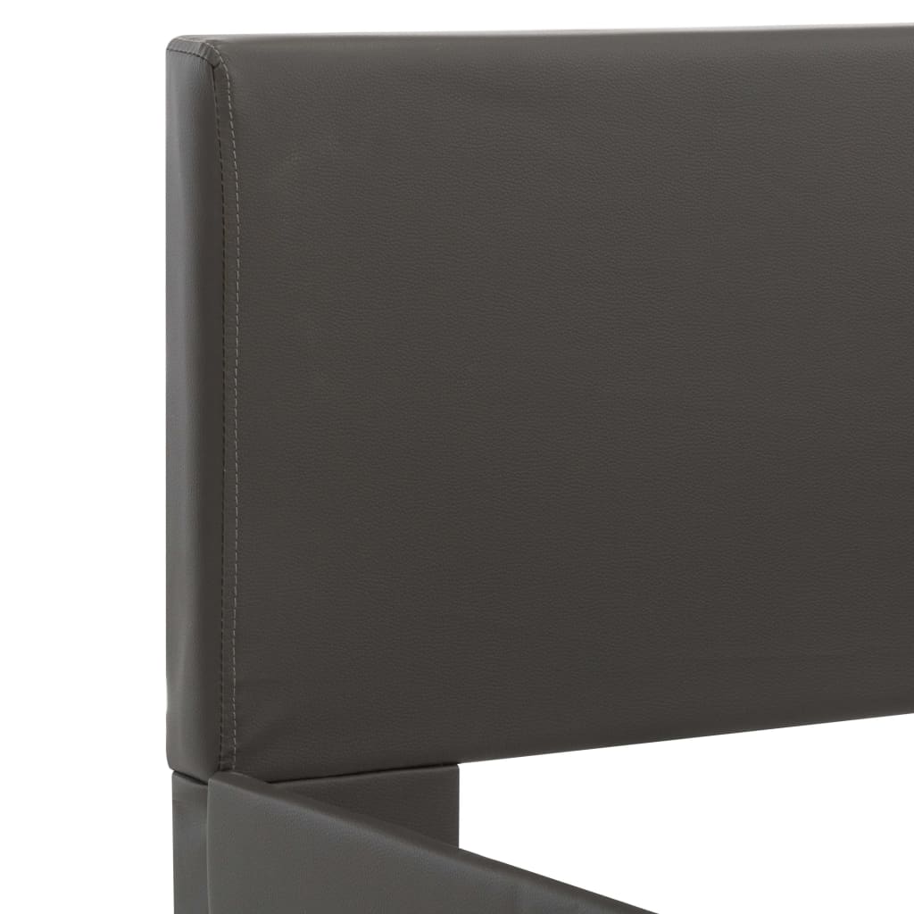 Рамка за легло, сива, изкуствена кожа, 90x200 cм