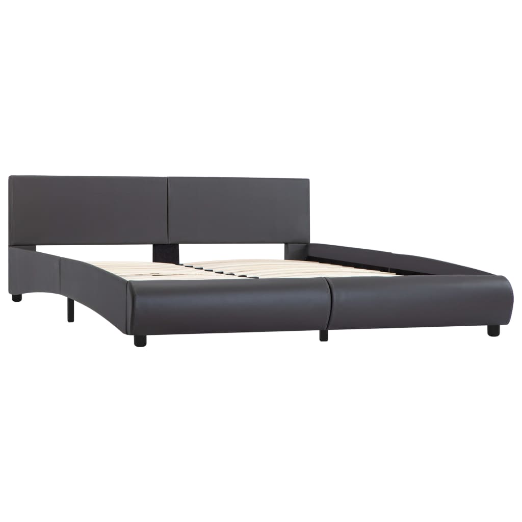 vidaXL Estructura de cama de cuero sintético gris 180x200 cm