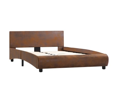 vidaXL Rama łóżka, brązowa, sztuczna skóra, 140 x 200 cm