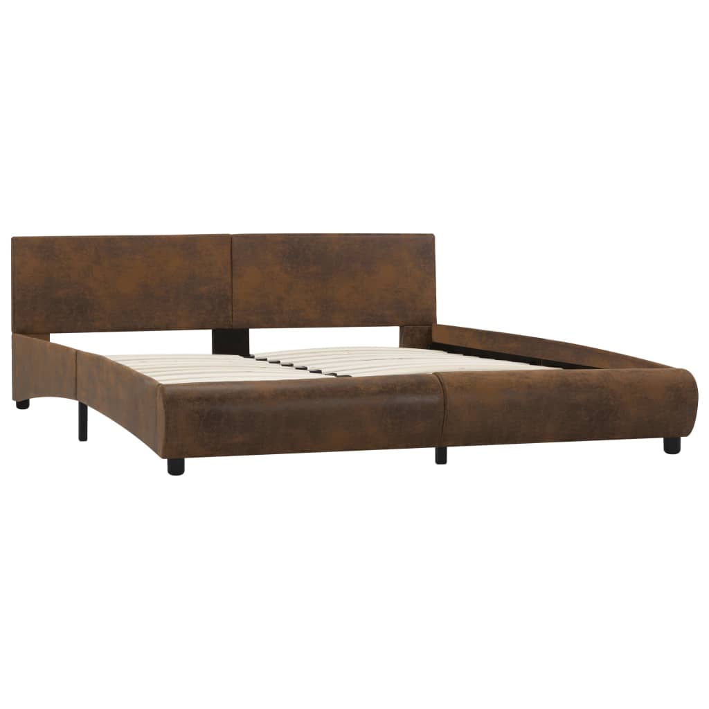vidaXL Estructura de cama de cuero sintético marrón 160x200 cm