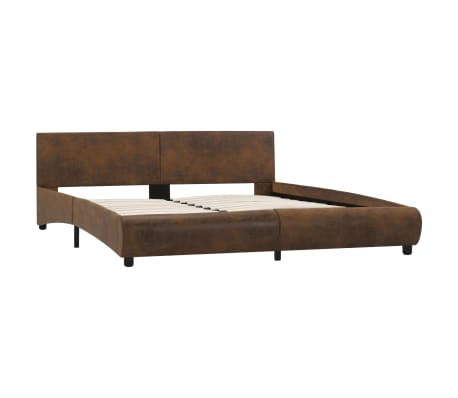 vidaXL Estructura de cama de cuero sintético marrón 160x200 cm