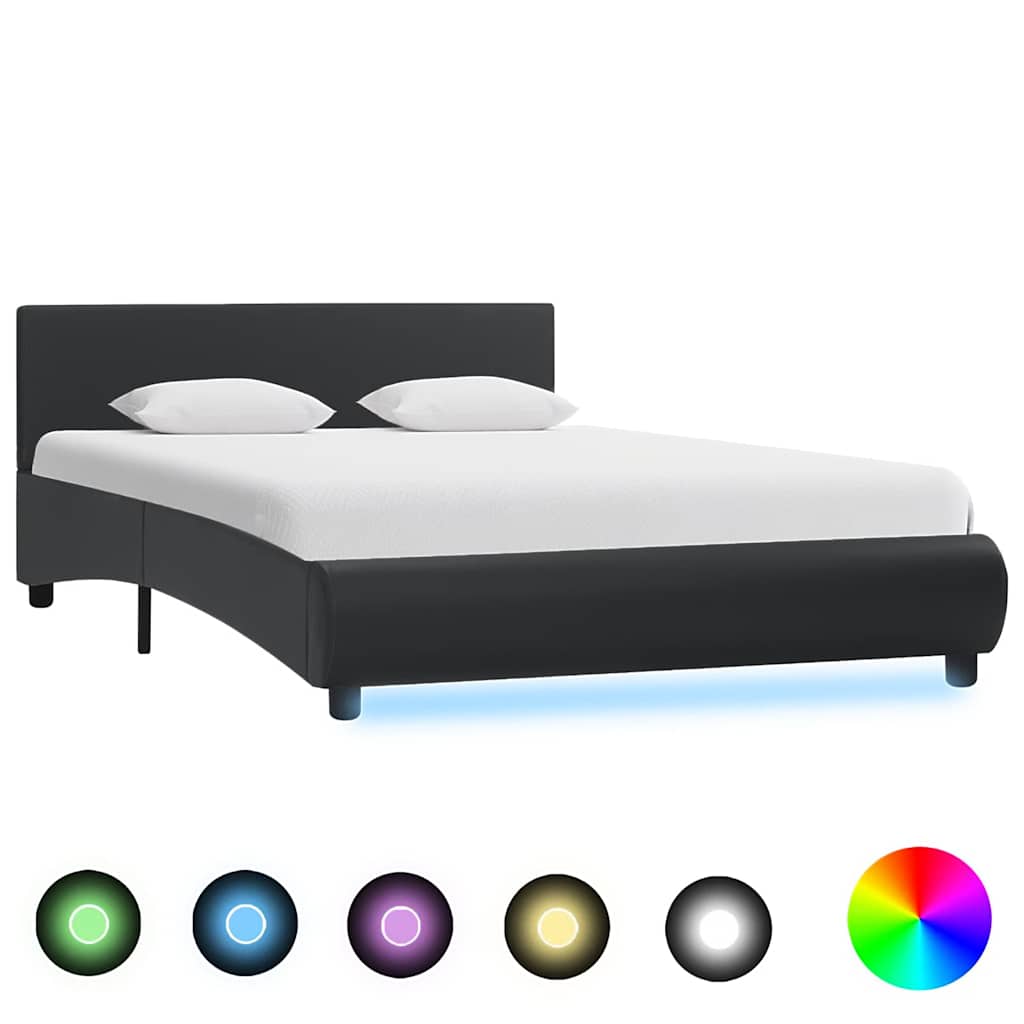 VidaXL Bedframe Met Led Kunstleer Zwart 120x200 Cm
