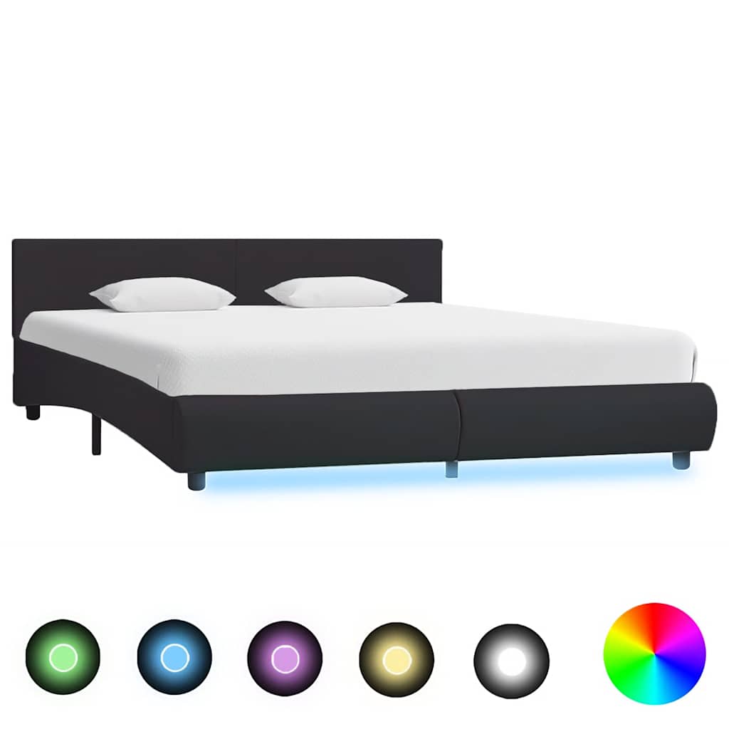 VidaXL Bedframe Met Led Kunstleer Zwart 160x200 Cm