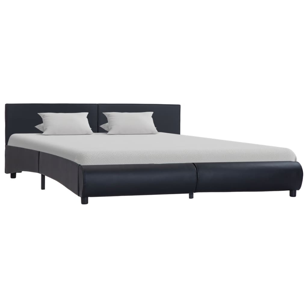 vidaXL Bedframe met LED kunstleer zwart 180x200 cm afbeelding