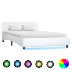 Rám postele s LED světlem bílý umělá kůže 120 x 200 cm - obrázek 1