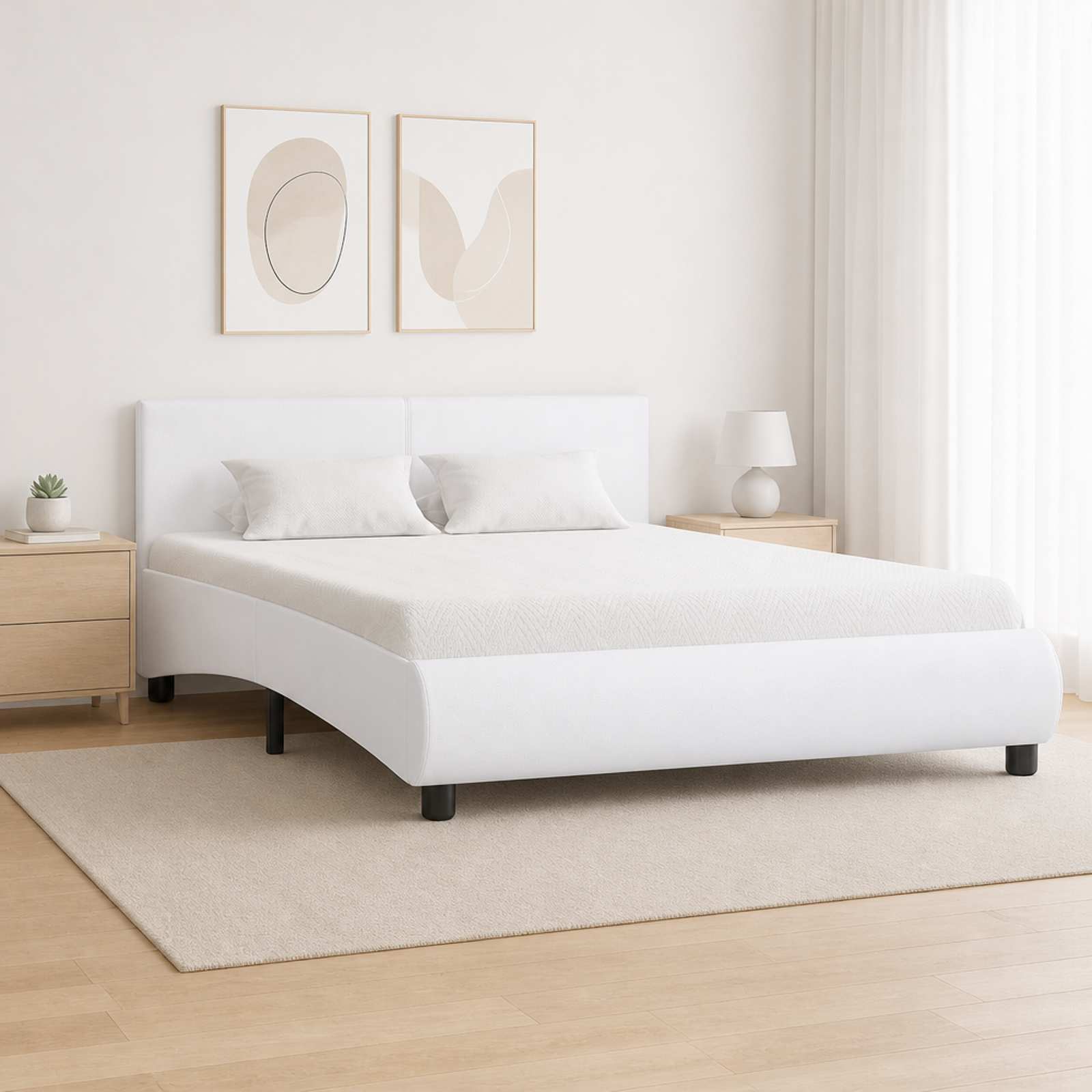 vidaXL sengestel med LED 140x200 cm kunstlæder hvid