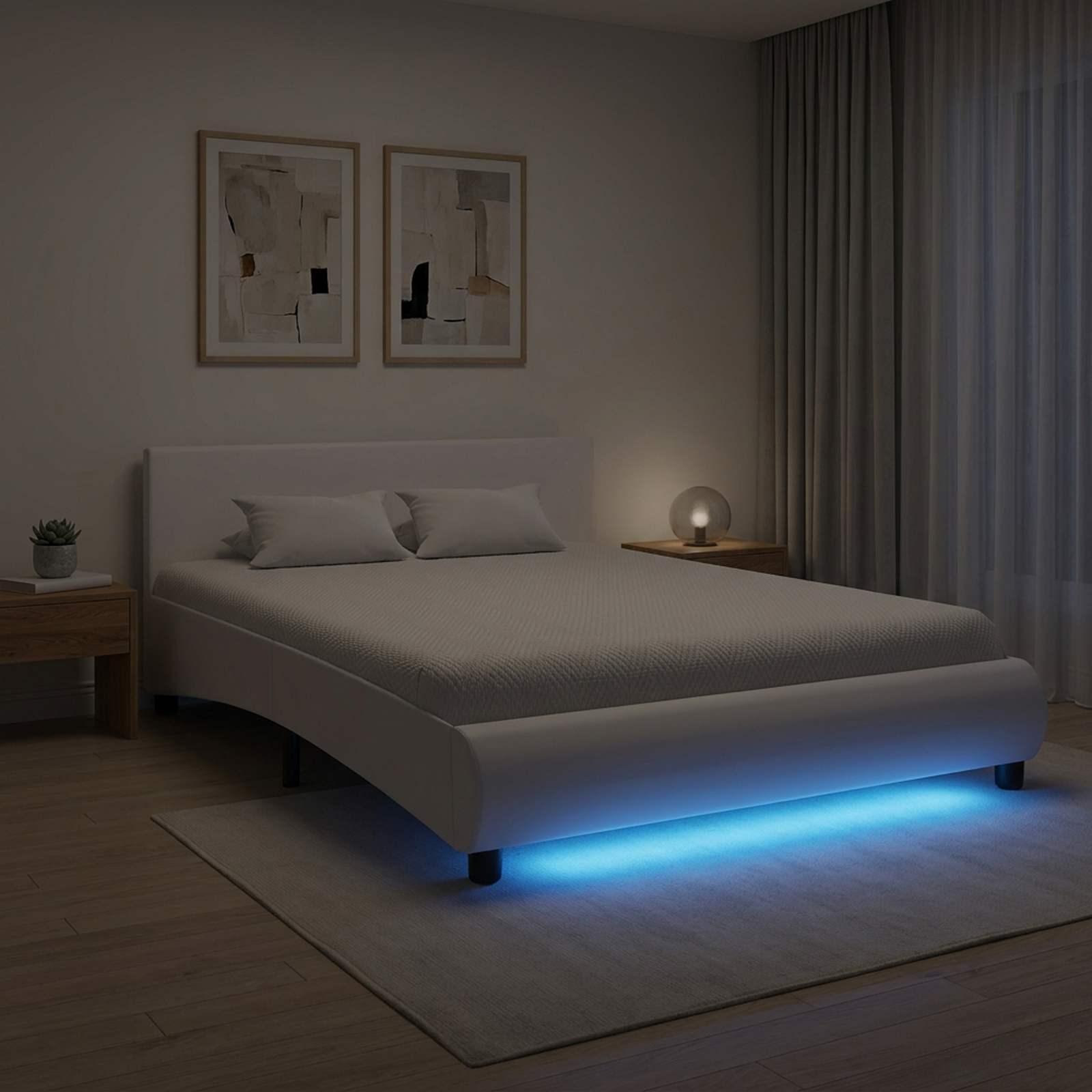 Πλαίσιο Κρεβατιού με LED Λευκό 140x200 εκ. από Συνθετικό Δέρμα - Image 4