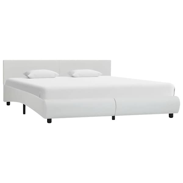 vidaXL voodiraam LEDiga valge kunstnahast 160 x 200 cm