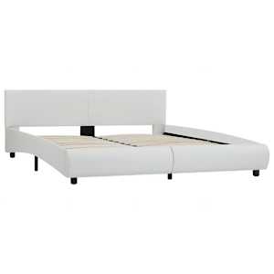 Rám postele s LED světlem bílý umělá kůže 160 x 200 cm - obrázek 3