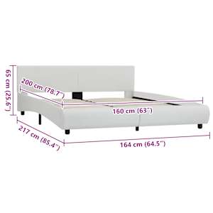 Rám postele s LED světlem bílý umělá kůže 160 x 200 cm - obrázek 9