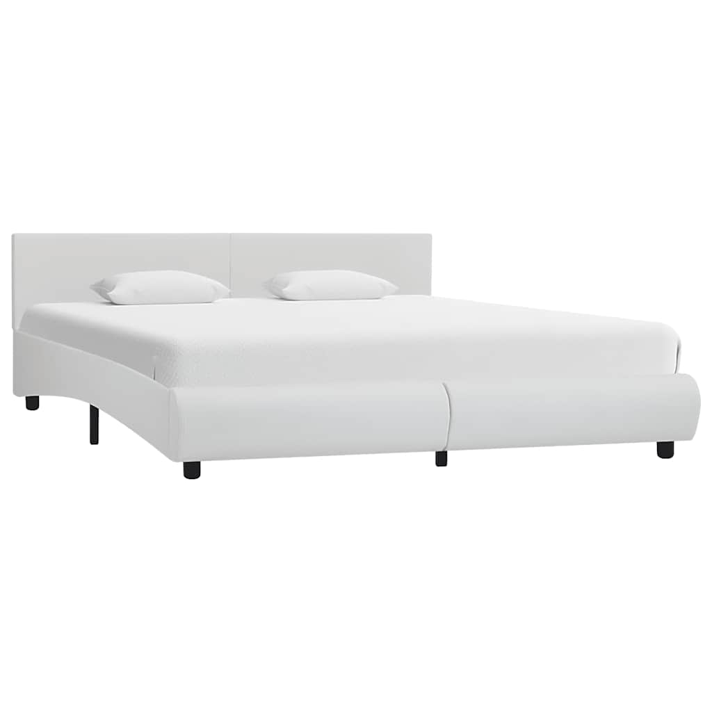 vidaXL Bedframe met LED kunstleer wit 180x200 cm afbeelding