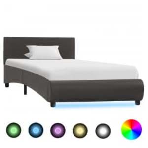 Rám postele s LED světlem šedý umělá kůže 90 x 200 cm - obrázek 1