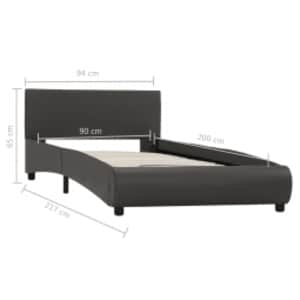 Rám postele s LED světlem šedý umělá kůže 90 x 200 cm - obrázek 9