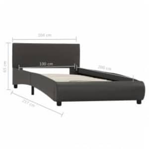 Rám postele s LED světlem šedý umělá kůže 100 x 200 cm - obrázek 9