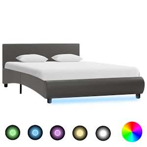 Rám postele s LED světlem šedý umělá kůže 120 x 200 cm - obrázek 1