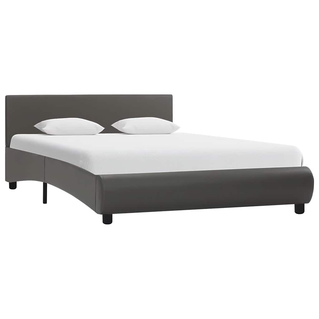vidaXL Bedframe met LED kunstleer grijs 120x200 cm afbeelding