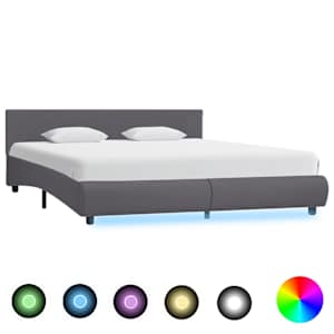 Rám postele s LED světlem šedý umělá kůže 180 x 200 cm - obrázek 2