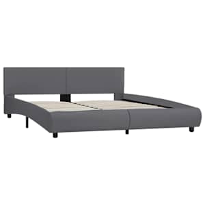 Rám postele s LED světlem šedý umělá kůže 180 x 200 cm - obrázek 3