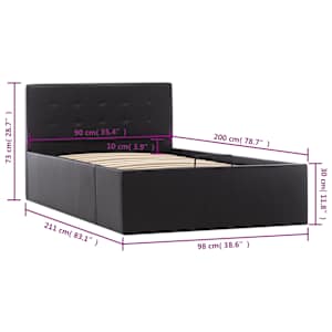 Rám postele s úložným prostorem černý umělá kůže 90 x 200 cm - obrázek 10