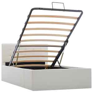 vidaXL Hidraulični okvir za krevet od umjetne kože bijeli 90 x 200 cm