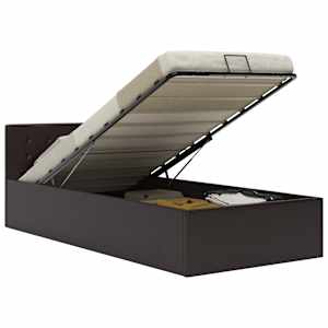 Dvižni posteljni okvir sivo umetno usnje 90x200 cm