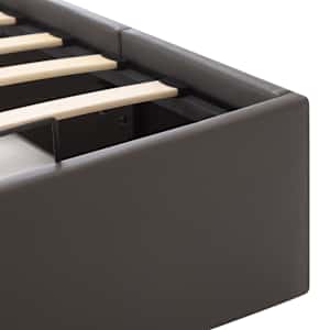 Rám postele zvedací úložný prostor šedý umělá kůže 90 x 200 cm - obrázek 9