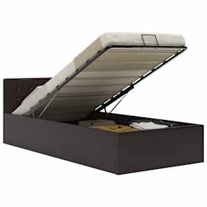 Dvižni posteljni okvir sivo umetno usnje 100x200 cm